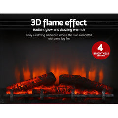 Devanti 2000W Electric Fireplace Mantle Portable Fire Log Wood Heater 3D Flame Effect White Appliances > Heaters EFL-B-2000-FRAME-WH Online Furniture