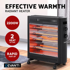 Devanti 2200W Infrared Radiant Heater Portable Electric Convection Heating Panel Appliances > Heaters IH-B21-BK Online Furniture