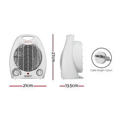 Devanti Electric Fan Heater Portable Room Office Heaters Hot Cool Wind 2000W Appliances > Heaters FH-A-2000-WH Online Furniture