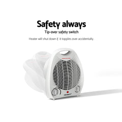 Devanti Electric Fan Heater Portable Room Office Heaters Hot Cool Wind 2000W Appliances > Heaters FH-A-2000-WH Online Furniture