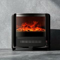 Devanti Electric Fireplace 3D Flame Effect Timer Portable Indoor Heater 2000W Appliances > Heaters EFL-C-1500-BK Online Furniture