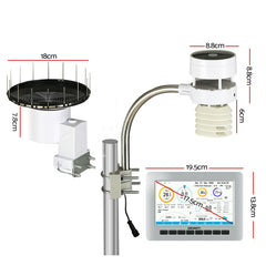 Devanti Weather Station Ultrasonic Anemometer Outdoor WiFi Rain Gauge Solar Home & Garden > Garden Tools WS-H2553-WIFI-MF-UVL Online Furniture
