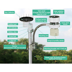 Devanti Weather Station Ultrasonic Anemometer Outdoor WiFi Rain Gauge Solar Home & Garden > Garden Tools WS-H2553-WIFI-MF-UVL Online Furniture