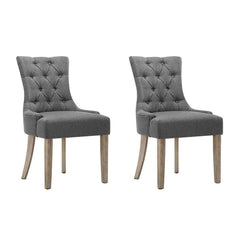 Dining Chair CAYES French Provincial Chairs Wooden Fabric Retro Cafe set of 2 Furniture UPHO-C-DIN470-GYX2 Online Furniture