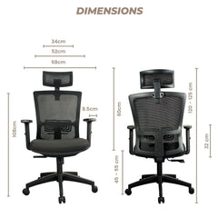 EKKIO Zorae - Office Chair (Black) EK-OC-100-SQ / EK-OC-100-BST Furniture > Office V227-2997101000990 Online Furniture