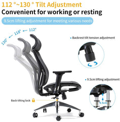 Ergonomic office chair Breathable High-Back Mesh Adjustable Lumbar Support 3D Armrests Tilt Function 360° Rotating Wheels Furniture > Bar Stools & Chairs V255-MESHCHAIR-A938-BK Online Furniture