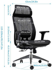 Ergonomic office chair Breathable High-Back Mesh Adjustable Lumbar Support 3D Armrests Tilt Function 360° Rotating Wheels Furniture > Bar Stools & Chairs V255-MESHCHAIR-A938-BK Online Furniture