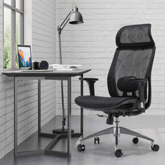 Ergonomic office chair Breathable High-Back Mesh Adjustable Lumbar Support 3D Armrests Tilt Function 360° Rotating Wheels Furniture > Bar Stools & Chairs V255-MESHCHAIR-A938-BK Online Furniture