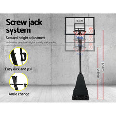 Everfit Pro Portable Basketball Stand System Ring Hoop Net Height Adjustable 3.05M - ozily