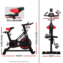 Everfit Spin Exercise Bike Cycling Fitness Commercial Home Workout Gym Black Sports & Fitness > Fitness Accessories EB-E-SPIN-01-BK Online Furniture