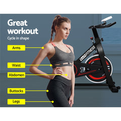 Everfit Spin Exercise Bike Cycling Fitness Commercial Home Workout Gym Black Sports & Fitness > Fitness Accessories EB-E-SPIN-01-BK Online Furniture