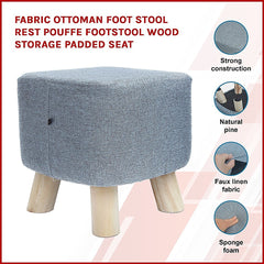 Fabric Ottoman Foot Stool Rest Pouffe Footstool Wood Storage Padded Seat Furniture > Bar Stools & Chairs V63-825501 Online Furniture