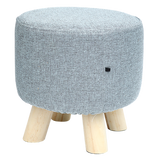 Fabric Ottoman Foot Stool Rest Pouffe Footstool Wood Storage Padded Seat