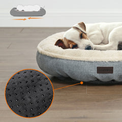 FEANDREA 55cm Dog Sofa Bed Round Shape Fabric Grey Pet Care > Dog Supplies V227-3309641001081 Online Furniture