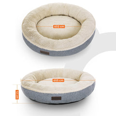 FEANDREA 55cm Dog Sofa Bed Round Shape Fabric Grey Pet Care > Dog Supplies V227-3309641001081 Online Furniture