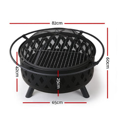 Fire Pit BBQ Charcoal Grill Ring Portable Outdoor Kitchen Fireplace 32