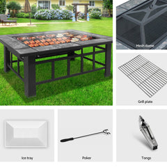 Fire Pit BBQ Grill Stove Table Ice Pits Patio Fireplace Heater 3 IN 1 Home & Garden > Firepits FPIT-BBQ-3IN1-9444-ICE Online Furniture