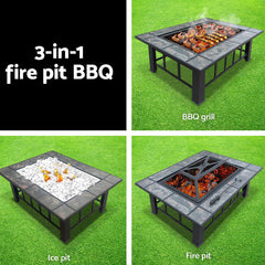 Fire Pit BBQ Grill Stove Table Ice Pits Patio Fireplace Heater 3 IN 1 Home & Garden > Firepits FPIT-BBQ-3IN1-9444-ICE Online Furniture