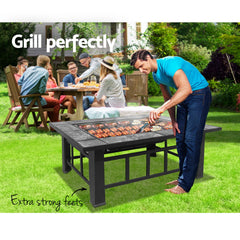 Fire Pit BBQ Grill Stove Table Ice Pits Patio Fireplace Heater 3 IN 1 Home & Garden > Firepits FPIT-BBQ-3IN1-9444-ICE Online Furniture