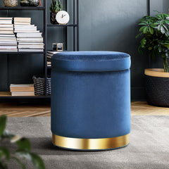 Foot Stool Round Velvet Storage Ottoman Foot Rest Pouffe Padded Seat Footstool - ozily