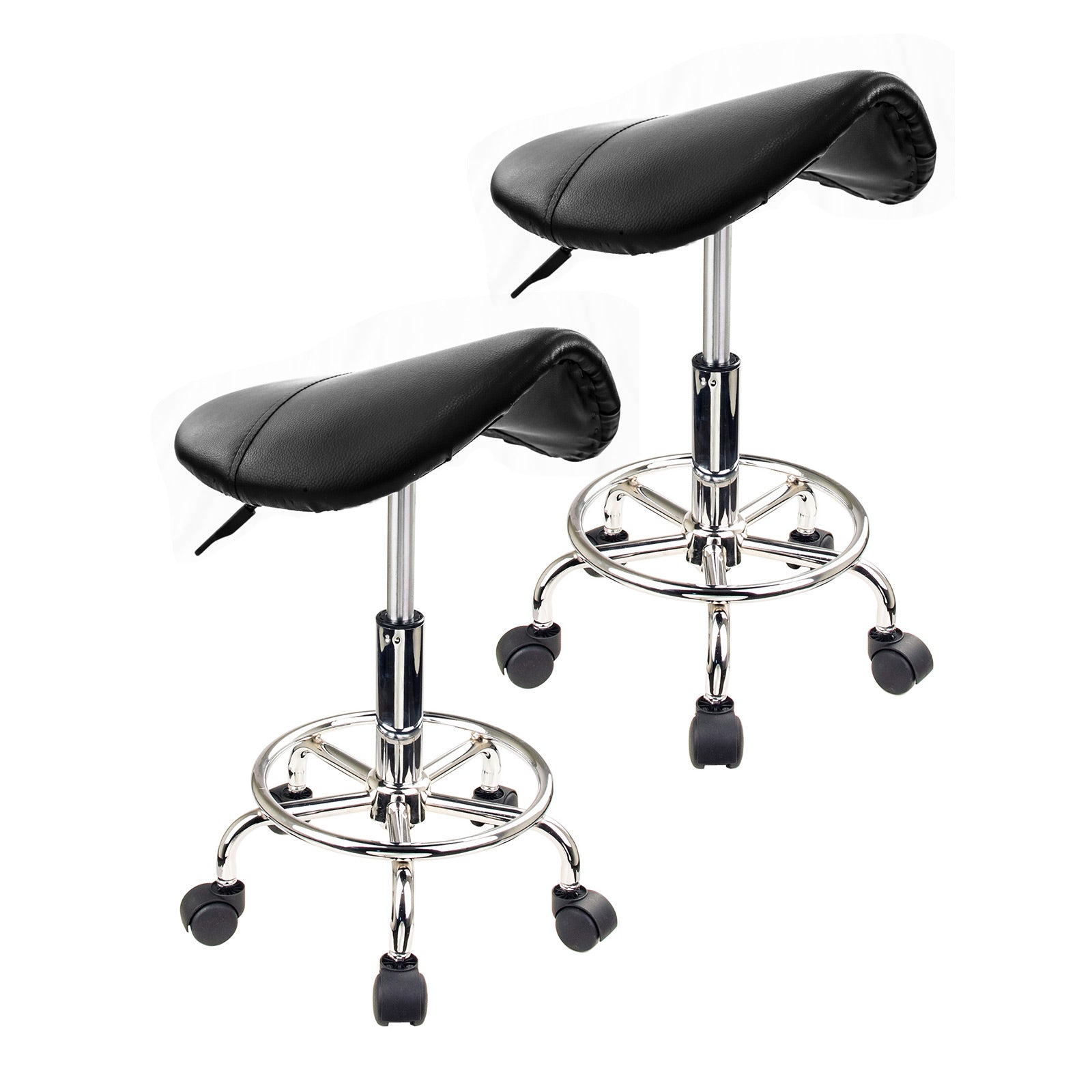 Forever Beauty 2 Set Black Salon Barber Stool Swivel Saddle Type Furniture > Bar Stools & Chairs V274-FT-SC4B-X2 Online Furniture