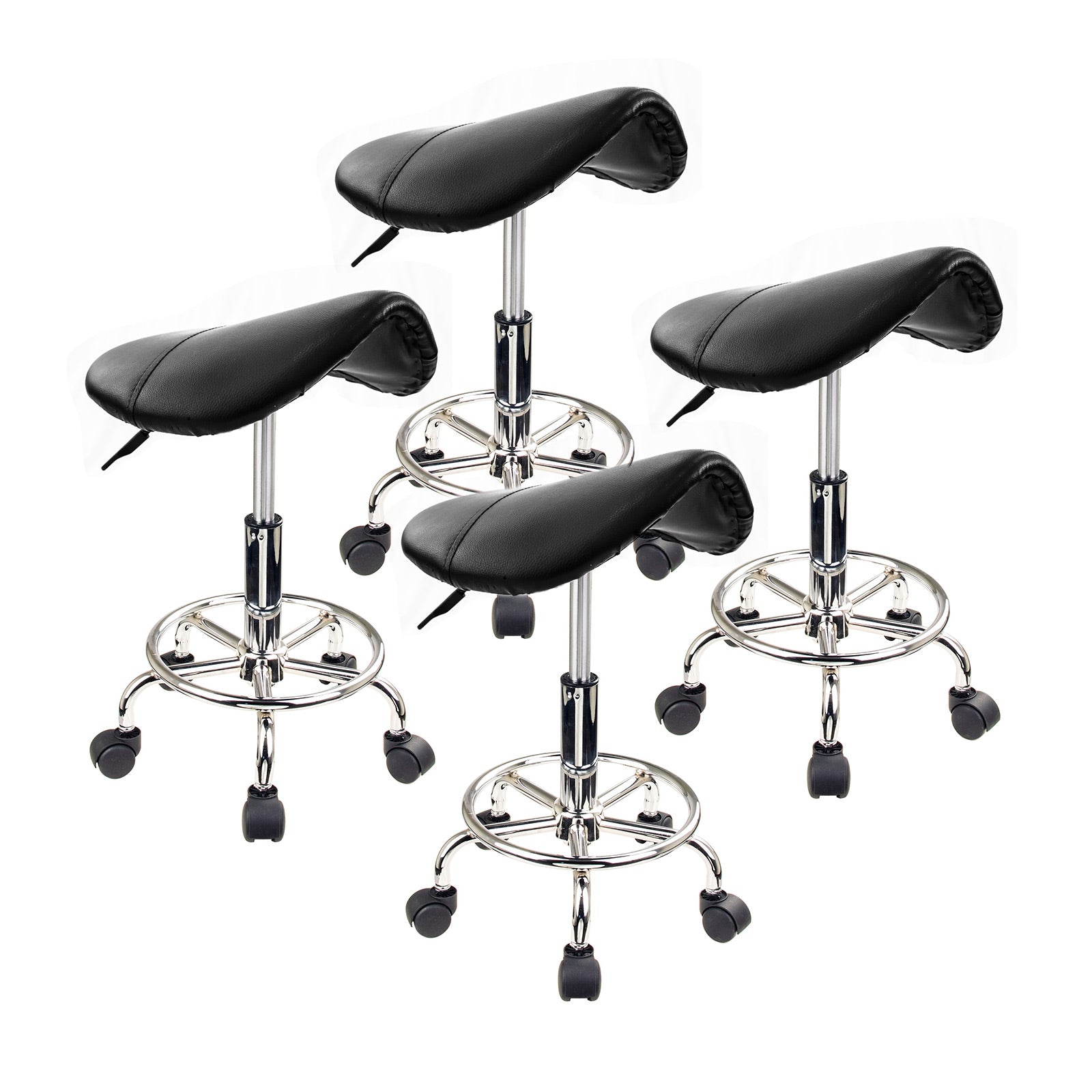 Forever Beauty 4 Set Black Salon Barber Stool Swivel Saddle Type Furniture > Bar Stools & Chairs V274-FT-SC4B-X4 Online Furniture