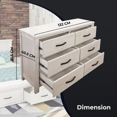 Foxglove Dresser 6 Chest of Drawers Solid Wood Tallboy Storage Cabinet - White Furniture > Bedroom V315-V-FLOR-005 Online Furniture