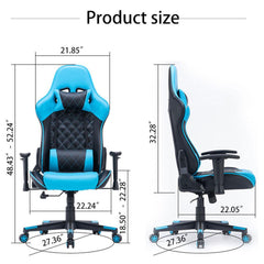 Gaming Chair Ergonomic Racing chair 165° Reclining Gaming Seat 3D Armrest Footrest Black Blue Furniture > Bar Stools & Chairs V255-GCHAIR-32-BB Online Furniture