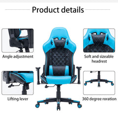 Gaming Chair Ergonomic Racing chair 165° Reclining Gaming Seat 3D Armrest Footrest Black Blue Furniture > Bar Stools & Chairs V255-GCHAIR-32-BB Online Furniture