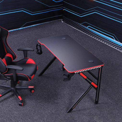 Gaming Desk Desktop PC Computer Desks Desktop Racing Table Office Laptop Home K-Shaped Legs Black 140cm Furniture > Office V255-D2105-140CM Online Furniture