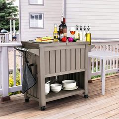 Garden Bar Serving Cart with Cooler (Taupe) Furniture > Outdoor V264-OTF-539PP-LGR-NA-1 Online Furniture