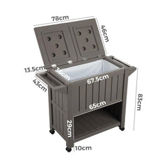 Garden Bar Serving Cart with Cooler (Taupe) Furniture > Outdoor V264-OTF-539PP-LGR-NA-1 Online Furniture