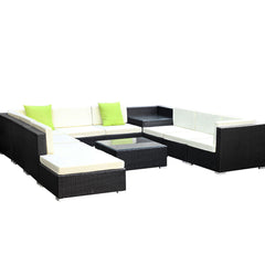 Gardeon 11PC Outdoor Furniture Sofa Set Wicker Garden Patio Lounge Furniture > Outdoor FF-SOFA-BK-11PC-ABCCD-N Online Furniture