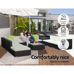 Gardeon 12PC Outdoor Furniture Sofa Set Wicker Garden Patio Lounge Furniture > Outdoor FF-SOFA-BK-12PC-ABCDE-N Online Furniture