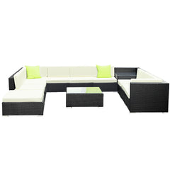 Gardeon 12PC Sofa Set with Storage Cover Outdoor Furniture Wicker Furniture > Outdoor FF-SOFA-BK-12PC-ABCDE Online Furniture