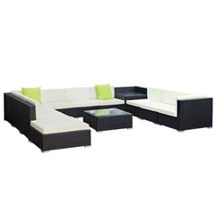 Gardeon 12PC Sofa Set with Storage Cover Outdoor Furniture Wicker Furniture > Outdoor FF-SOFA-BK-12PC-ABCDE Online Furniture