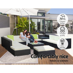 Gardeon 13PC Outdoor Furniture Sofa Set Wicker Garden Patio Lounge Furniture > Outdoor FF-SOFA-BK-13PC-ABDEE-N Online Furniture