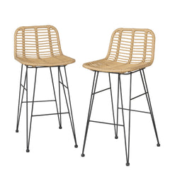 Gardeon 2 Piece Outdoor Bar Stools Wicker Dining Rattan Chair Furniture > Outdoor ODF-BA-TW-RATTAN-NA-X2 Online Furniture