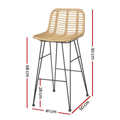 Gardeon 2 Piece Outdoor Bar Stools Wicker Dining Rattan Chair Furniture > Outdoor ODF-BA-TW-RATTAN-NA-X2 Online Furniture