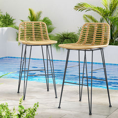 Gardeon 2 Piece Outdoor Bar Stools Wicker Dining Rattan Chair Furniture > Outdoor ODF-BA-TW-RATTAN-NA-X2 Online Furniture