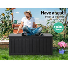 Gardeon 240L Outdoor Storage Box Lockable Bench Seat Garden Deck Toy Tool Sheds - ozily