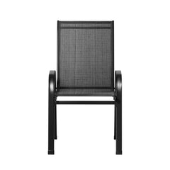 Gardeon 2PC Outdoor Dining Chairs Stackable Lounge Chair Patio Furniture Black Furniture > Outdoor FF-STA-CHAIR-BK-X2 Online Furniture