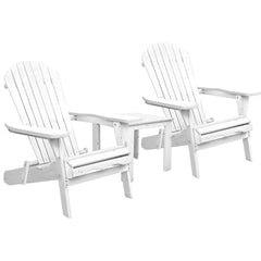 Gardeon 3 Piece Outdoor Adirondack Beach Chair and Table Set - White Furniture > Outdoor FF-BEACH-SET-3WH Online Furniture