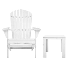 Gardeon 3 Piece Outdoor Adirondack Beach Chair and Table Set - White Furniture > Outdoor FF-BEACH-SET-3WH Online Furniture