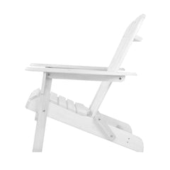 Gardeon 3 Piece Outdoor Adirondack Beach Chair and Table Set - White Furniture > Outdoor FF-BEACH-SET-3WH Online Furniture