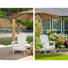 Gardeon 3 Piece Outdoor Adirondack Beach Chair and Table Set - White Furniture > Outdoor FF-BEACH-SET-3WH Online Furniture