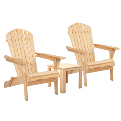 Gardeon 3 Piece Wooden Outdoor Beach Chair and Table Set Furniture > Outdoor FF-BEACH-SET-3NTL Online Furniture