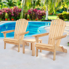 Gardeon 3 Piece Wooden Outdoor Beach Chair and Table Set Furniture > Outdoor FF-BEACH-SET-3NTL Online Furniture