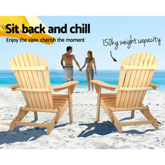 Gardeon 3 Piece Wooden Outdoor Beach Chair and Table Set Furniture > Outdoor FF-BEACH-SET-3NTL Online Furniture