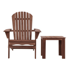 Gardeon 3PC Outdoor Setting Beach Chairs Table Wooden Adirondack Lounge Garden Furniture > Outdoor FF-BEACH-SET-3PC-NTLBR Online Furniture